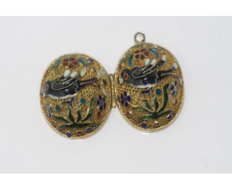 Chinese silver gilt and enamel locket