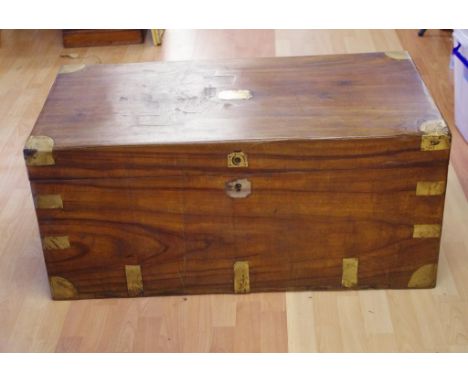 Camphor travelling trunk with brass fittings, circa 1900, 104 x 55cm, 46cm high