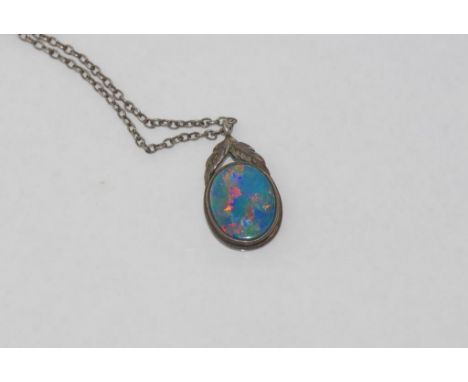 Vintage opal pendant on silver chain