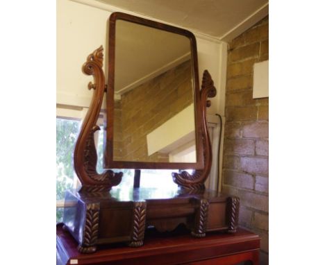 Victorian mahogany toilet mirror with swivel mirror above 3 drawers, 64cm wide, 90cm high approx