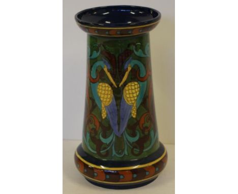 Wileman & Co "Intarsio" vase with foliate decoration, H22.5cm approx