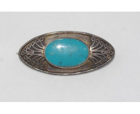 Vintage silver (825) and turquoise brooch
