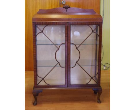 Vintage walnut veneer display cabinet 97cm wide, 34.5cm deep, 137cm high