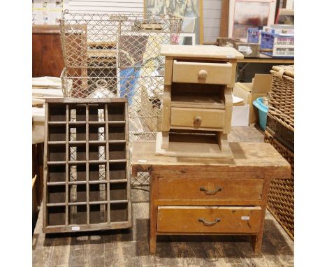 Vintage wirework vegetable/storage rack&nbsp;with label inscribed 'The Household Supply Atmospheric Churn Company Limited',&n