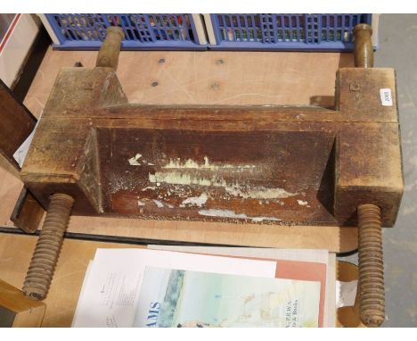 Large vintage wooden vice&nbsp;and a T-square&nbsp;(2)&nbsp;