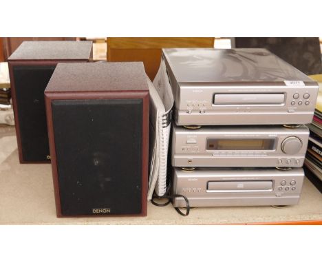 Denon personal component music system, model no. D-77S to include stereo cassette tape deck, stereo receiver, stereo compact 