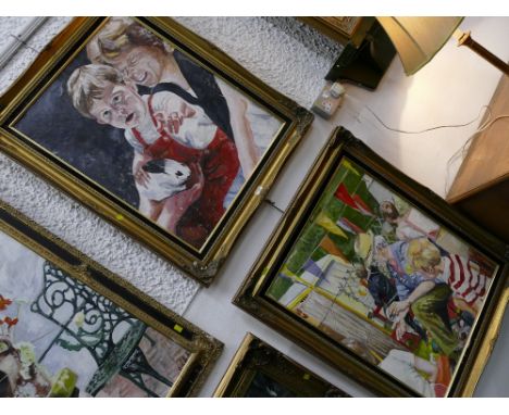 Two framed oil paintings by R. Hogarth, both +/- 78 cm x 90 cm