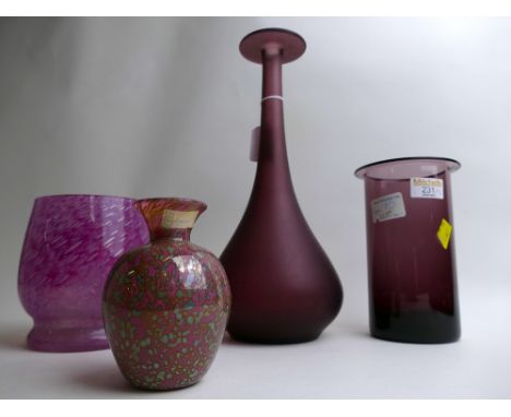 Four pieces of coloured Art Glass