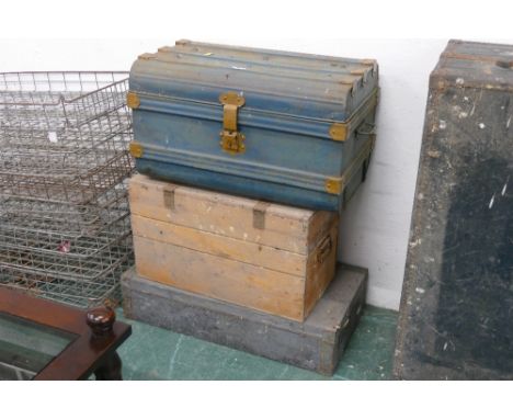 Metal trunk and two chests 