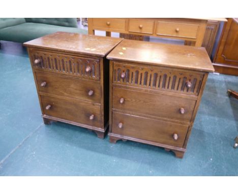 Pair of Old Charm style light oak bedside drawers 