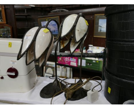 Pair of Art Nouveau style flower lamps  