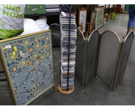 Tapestry firescreen, folding firescreen and CD tower and CDs