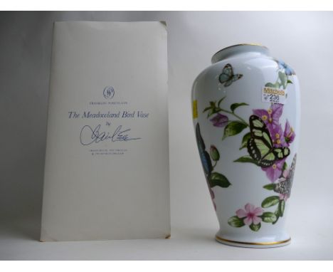 Boxed Franklin Porcelain Caribbean Butterfly vase by John Wilkinson, with certificate 