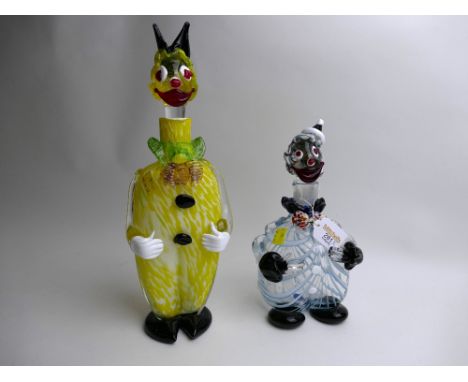 Two Murano glass clown decanters 