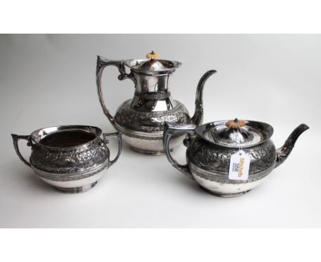 Three piece silver plated tea service 