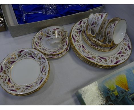 Royal Crown Derby Princess pattern cups, saucers and plates