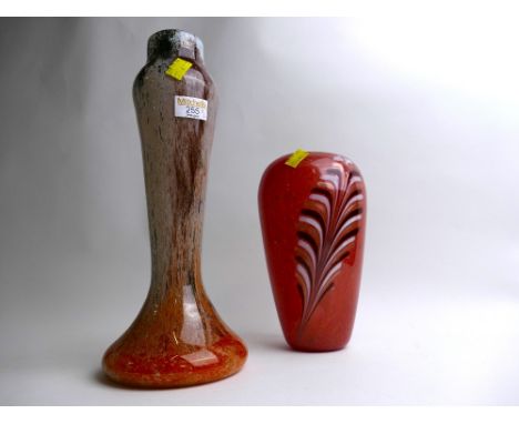 Two coloured Art Glass vases 