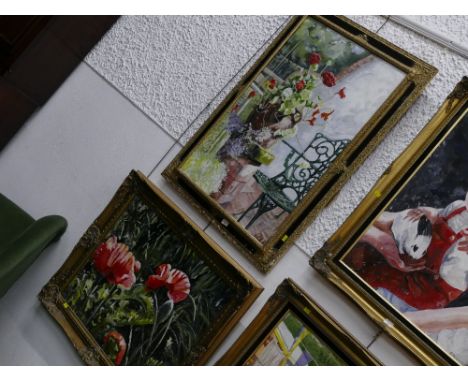 Two framed oil paintings by R. Hogarth, largest 105 cm x 77 cm
