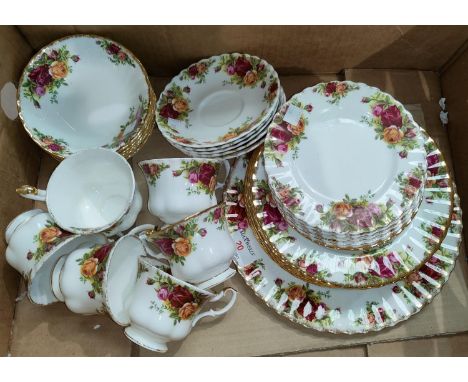 A Royal Albert Old Country Roses part tea/breakfast set, 29 pieces approx.&nbsp; The cups /saucers&nbsp; and small plates are