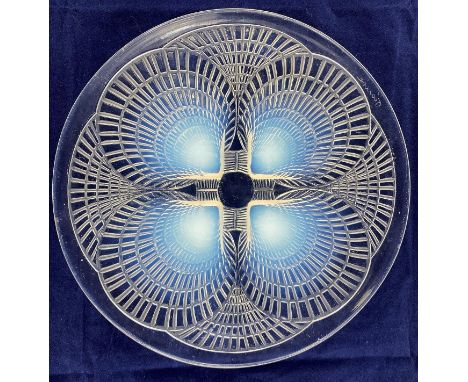 A 'Coquille' shallow dish by R Lalique, moulded signature to base, diameter 20 cm&nbsp; (In good condition)