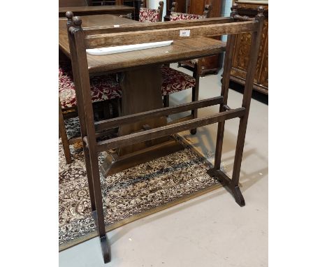 An Edwardian towel rail; a needlework firescreen; 3 wall mirrors 
