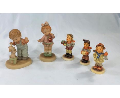 Five Goebel/Hummel figures: "Ring in the Season"; "Christmas Carol"; "Have a little Xmas Cheer"; "I know you can do it" &amp;