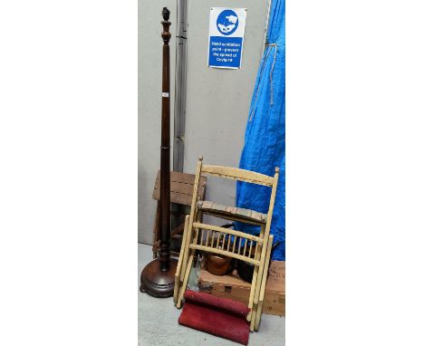 A standard lamp; a folding chair; a pair of ladders (sold for decorative/display purposes only) 