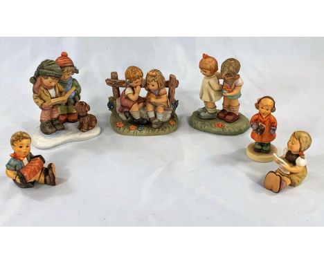 Three Goebel/Hummel groups: "Sharing Secrets", "Token of Love" &amp; "Holiday Harmony"; 3 small Hummel figures (All figures a