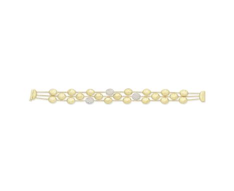 MARCO BICEGO: 'SIVIGLIA' DIAMOND-SET BRACELETDesigned as three rows of textured and pavé-set brilliant-cut diamond  beads, wi