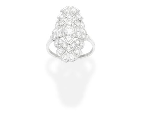 DIAMOND PLAQUE RINGSet with old brilliant-cut diamonds,  diamonds approx. 0.50ct total, ring size approx. OFor further inform