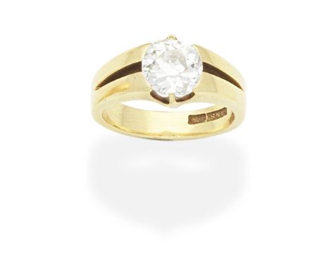 DIAMOND SINGLE-STONE RINGSet with a cushion-shaped diamond, diamond approx. 2.20cts, ring size approx. O½For further informat