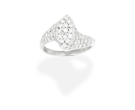 DIAMOND RINGOf cross-over design, set throughout with brilliant-cut diamonds, diamonds approx. 0.65ct total,  ring size very 