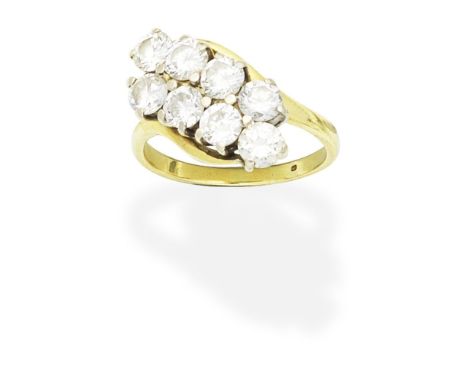 DIAMOND RINGDesigned as two obliquely-set rows of brilliant-cut diamonds,  diamonds approx. 2.40cts total,  ring size approx.