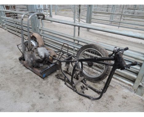 A selection of motorcyle parts, '1965' BSA A65 to include original log book to match engine, frame, fuel tank etc Part V5 pre