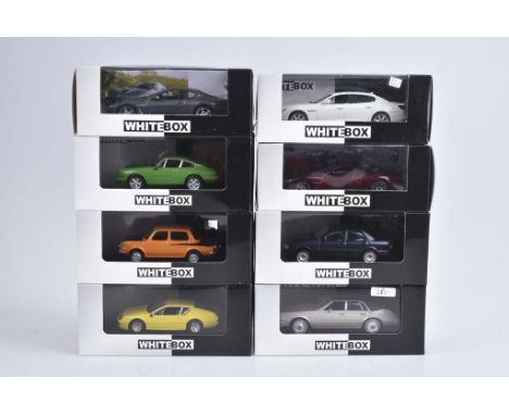   MODELCARWORLD 8 Modellfahrzeuge   Metall, Kunststoffteile, M 1:43, darunter Porsche 911T, Simca Rallye 2, Alpine Renault A 