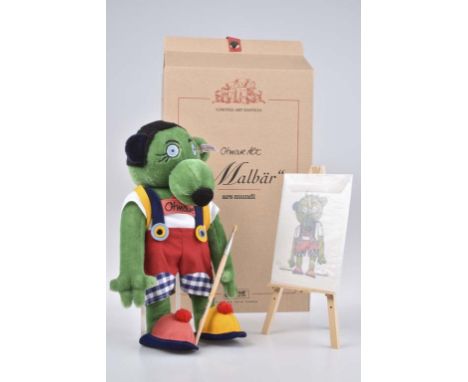   STEIFF Otmar Alt "Malbär"   für Ars Mundi, mit Zertifikat, limitierte Auflage Nr. 251/ 2004, KFS, Nr. 994074, Mohair, grün,