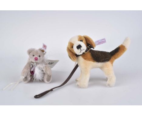   STEIFF Biggie Beagle + Florentine   Limitierte Auflage, mit Zertifikat 832/ 1500, KF, Nr. 034824, Mohair, beige/ braun gefl