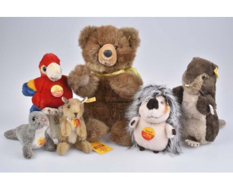   STEIFF 5 Tiere   4x KFS, Olly, Nr. 1473/09, Kango, Nr. 040351, Isepill, Nr. 056703, Lori, Nr. 064616, 2x KF, Nagy, Nr. 2125