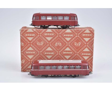   MÄRKLIN Schienenbus mit Beiwagen DB 800 K   H0, Triebwg. und Beiwg. 1955/57, 3L AC, Innenbeleuchtung, Z 2, BdA, Okt.       