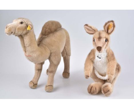   STEIFF 2 Tiere   Webpelz, Dromedar Hocky, KF, Nr. 066924, ca. 43 cm und Känguru, KFS, Nr. 064623, 40 cm, ohne Baby, sonst Z
