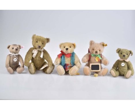   STEIFF 5 Teddybären   Event Bubi 2015, Nr. 421334, Appolonia, Nr. 038143, Event 2014 Bert, Nr. 421297, Teddy mit Stimme, Nr