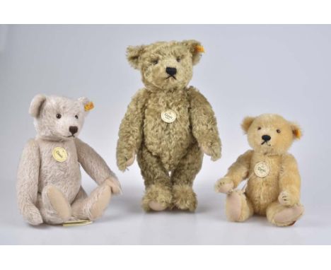   STEIFF 3 Teddybären Classic   Replika, Mohiar, 5-fach gegliedert, Teddy "Classic", Nr. 000737, mit Stimme, 35 cm, Teddy Pet