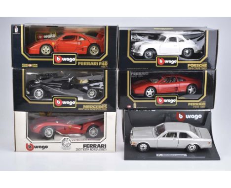   BURAGO 6 Modellautos   Metall, Kunststoffteile, M 1:18, Rolls Royce Camatgue, Porsche 356 B Coupe, Ferrari 348 tb, Ferrari 