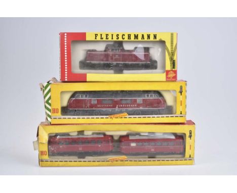   FLEISCHMANN 3 Loks H0   Diesellok 1381, BN V 200 035 der DB, 2L DC, erhabener Schriftzug,  leichte LS, VI 98 9732 mit VS 98