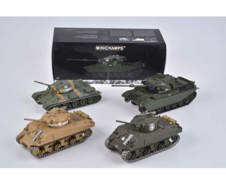  MINICHAMPS 4 Panzermodelle   Metall/Kunststoffteile, M 1:35, verschiedene Tarnfarben, 2x U.S. Army Kampfpanzer M4A3 Sherman
