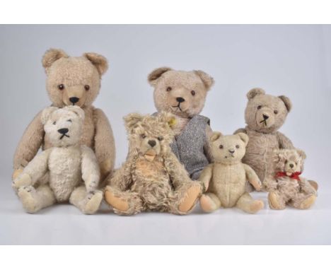   Los 7 Teddys   STEIFF/ HERMANN und andere Hersteller, Mohair/ Wollplüsch, 5-fach gegliedert, 17-50 cm, Z 2          