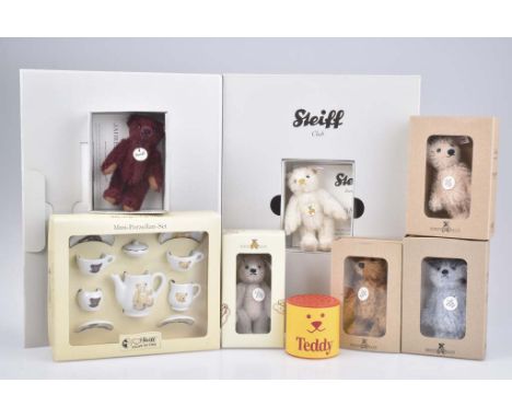  STEIFF 6 Clubgeschenk-Teddybären   KFS,  mit Zertifikat, 2002, 2003, 2004, 2005, 2007, 2012, Mohair, 5-fach gegliedert, 7-1