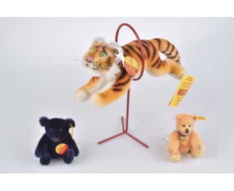   STEIFF Golden Age of Circus + 2 Teddybären   Tiger mit Reifen, KFS, Nr. 650543, Z 1, Okt., Minii Teddy mais, Nr. 039225, Lu