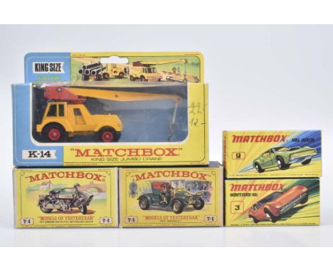   MATCHBOX 5 Modellfahrzeuge   KING Size Jumbo Crane K-14, 60er Jahre, Made in England by Lesney, Metall, 2 Matchbox Modelle,