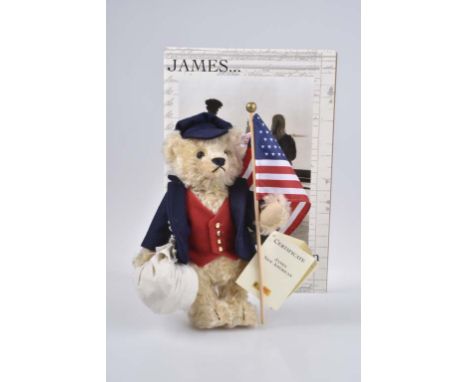   STEIFF James New American   exklusiv für Steiff North America, mit Zertifikat Nr. 735/ 1896, KF, Nr. 666773, Mohair, blond,